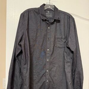 Free Fly Men's dark, gray button-down, long sleeve shirt XL